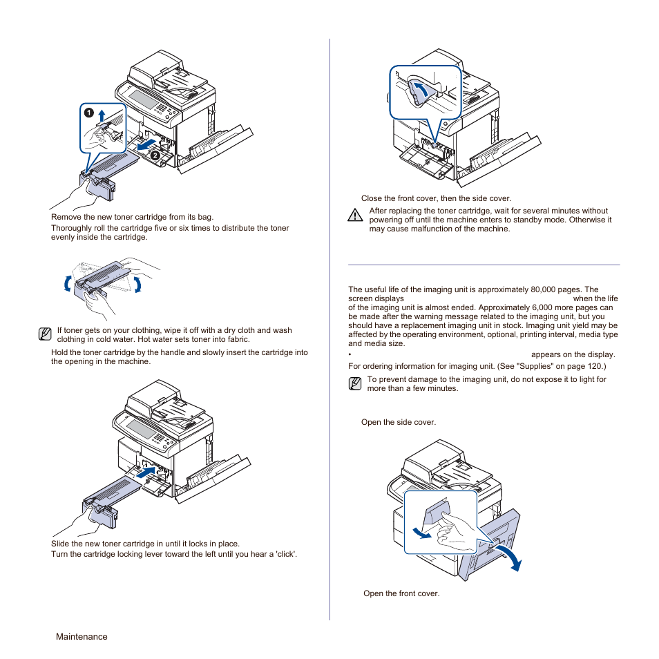 Maintaining the imaging unit, Expected cartridge life, Replacing the imaging unit | See "replacing the imaging unit" on | Samsung SCX-6545N-XPE User Manual | Page 149 / 190