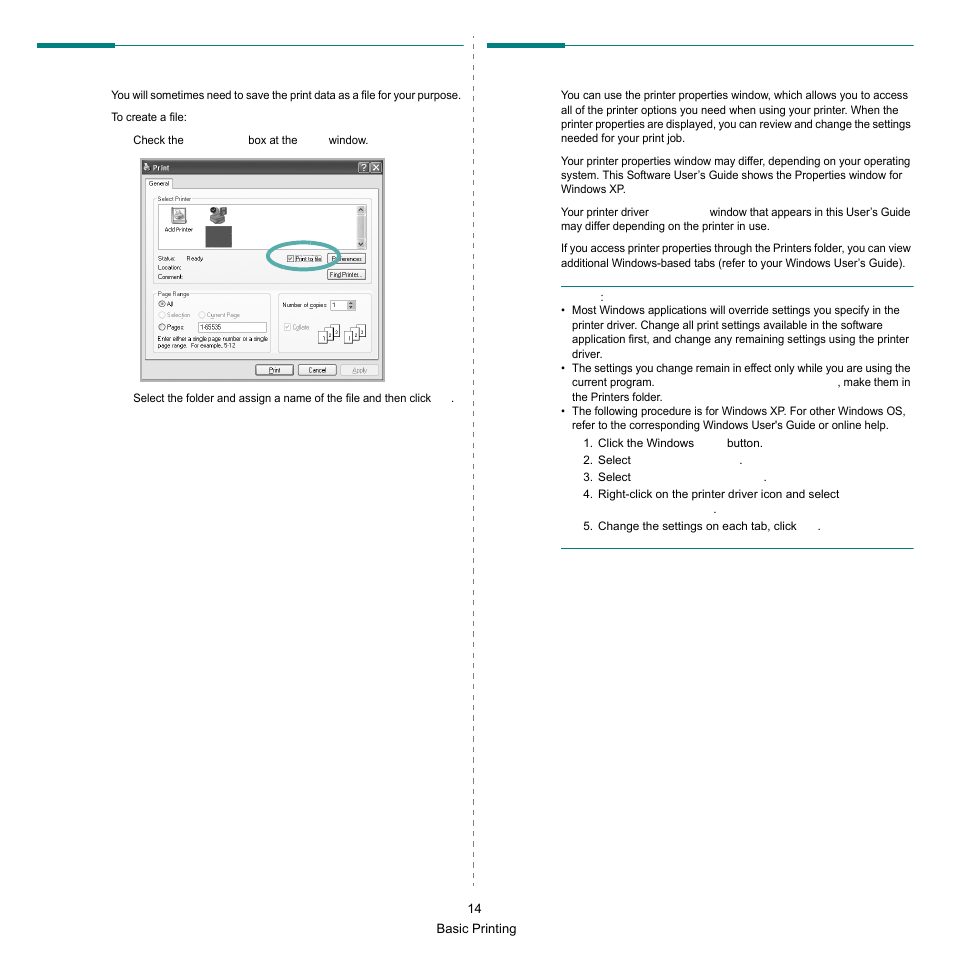 Printing to a file (prn), Printer settings | Samsung SCX-6545N-XPE User Manual | Page 16 / 190