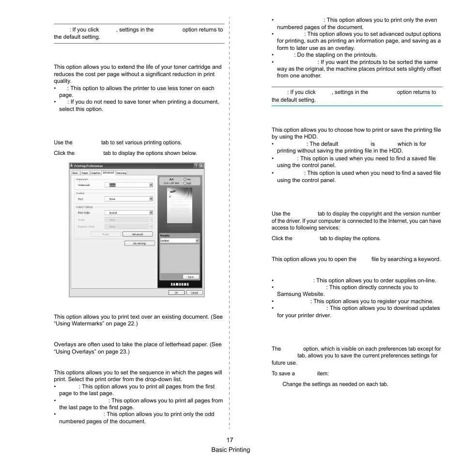 Advanced tab, Samsung tab, Using a favorite setting | Samsung SCX-6545N-XPE User Manual | Page 19 / 190