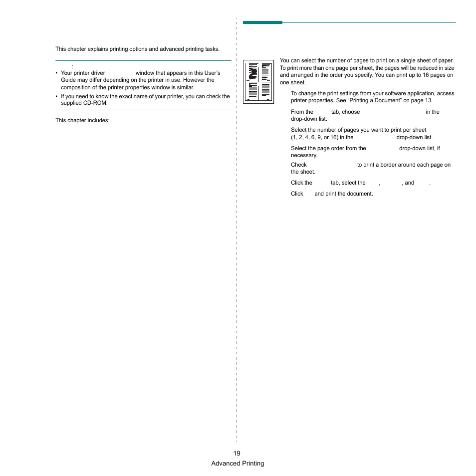 Advanced printing | Samsung SCX-6545N-XPE User Manual | Page 21 / 190