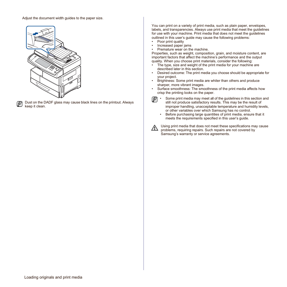 Selecting print media | Samsung SCX-6545N-XPE User Manual | Page 87 / 190