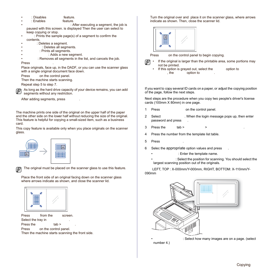 Id card copying, Copying id with the manual id copy option, See "copying id with the manual id copy option" on | Samsung SCX-6545N-XPE User Manual | Page 98 / 190