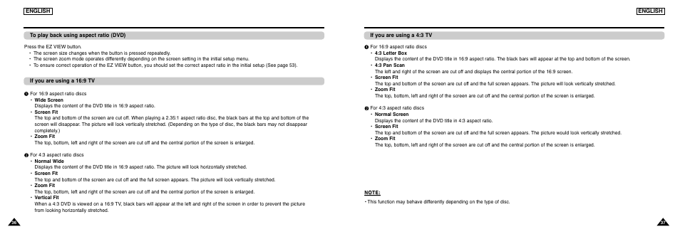 Adjusting the aspect ratio (ez view) | Samsung DVD-L300-XAA User Manual | Page 19 / 33