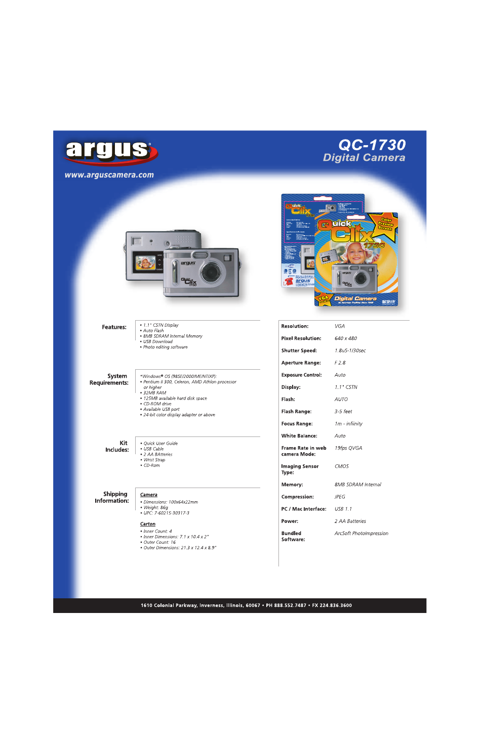 Argus QC-1730 User Manual | 1 page