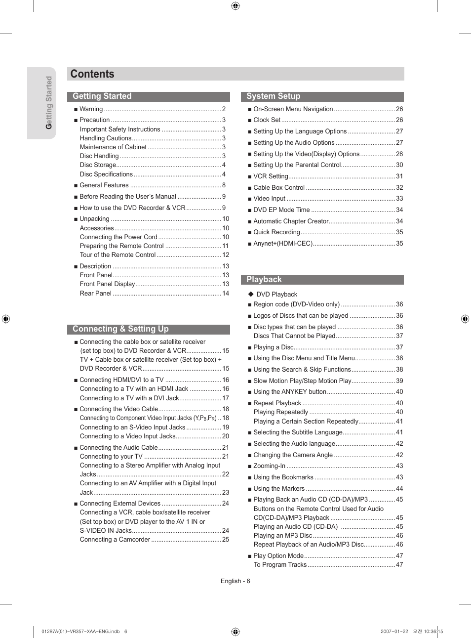 Samsung DVD-VR357-XAA User Manual | Page 6 / 89