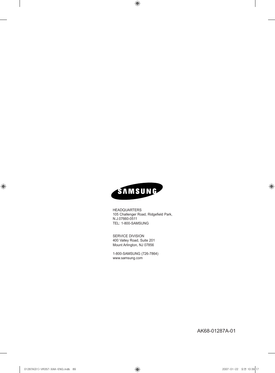 Samsung DVD-VR357-XAA User Manual | Page 89 / 89