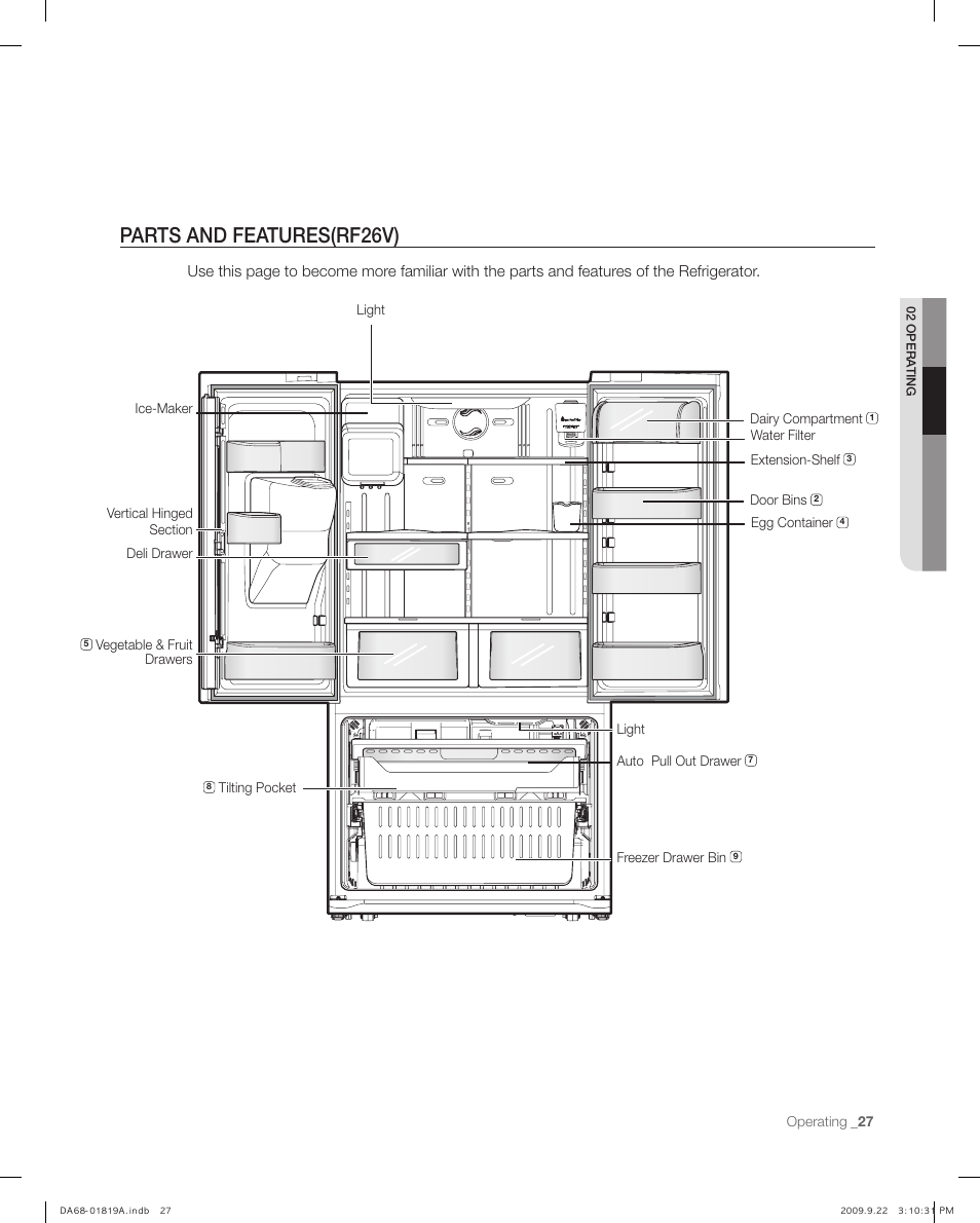 Parts and features(rf26v) | Samsung RF267ABPN-XAA User Manual | Page 27 / 44