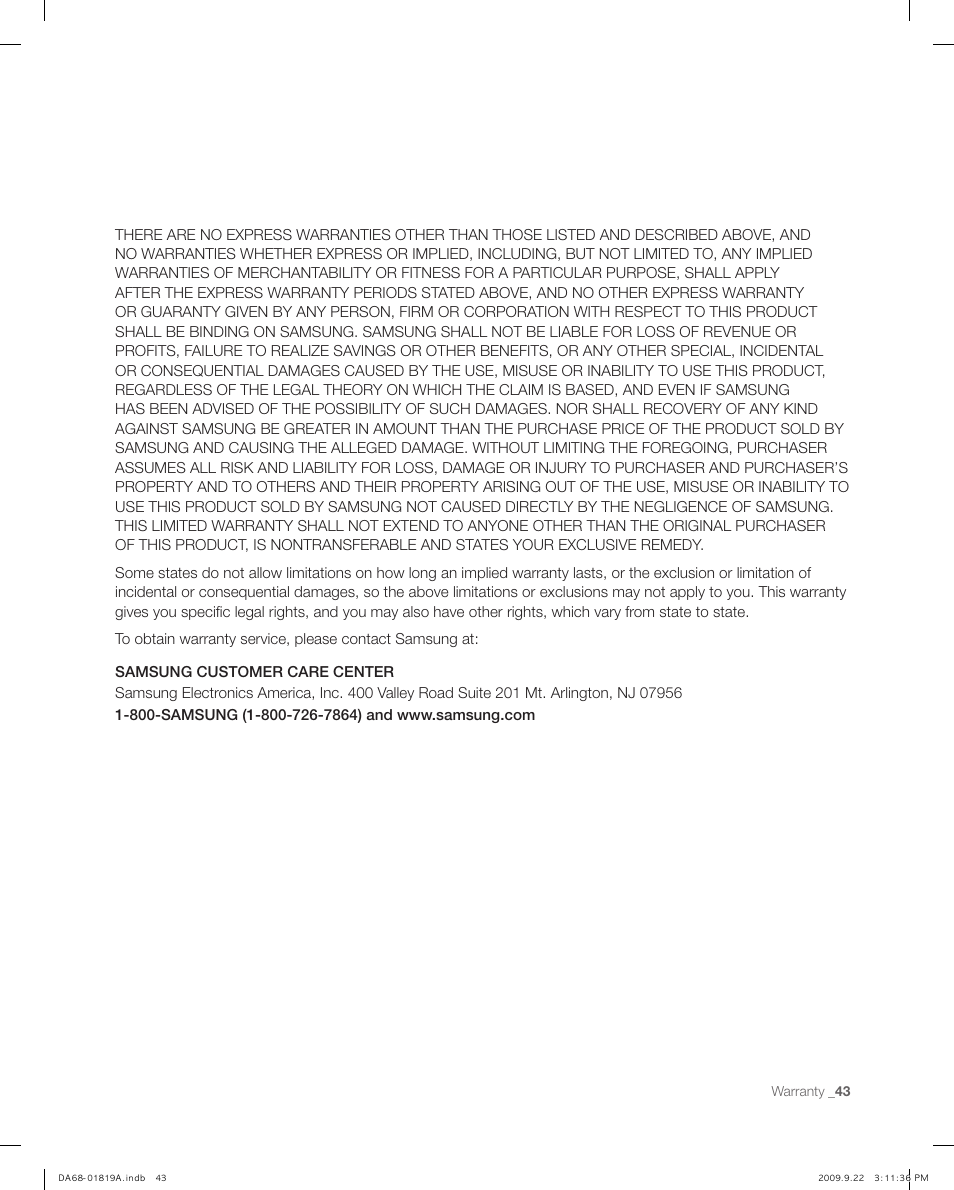 Samsung RF267ABPN-XAA User Manual | Page 43 / 44