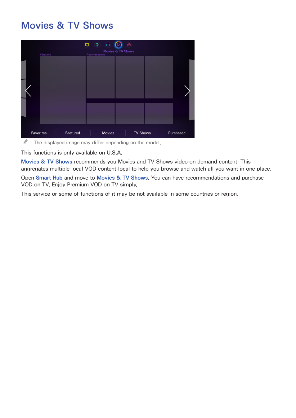 Movies & tv shows | Samsung PN51F8500AFXZA User Manual | Page 138 / 183