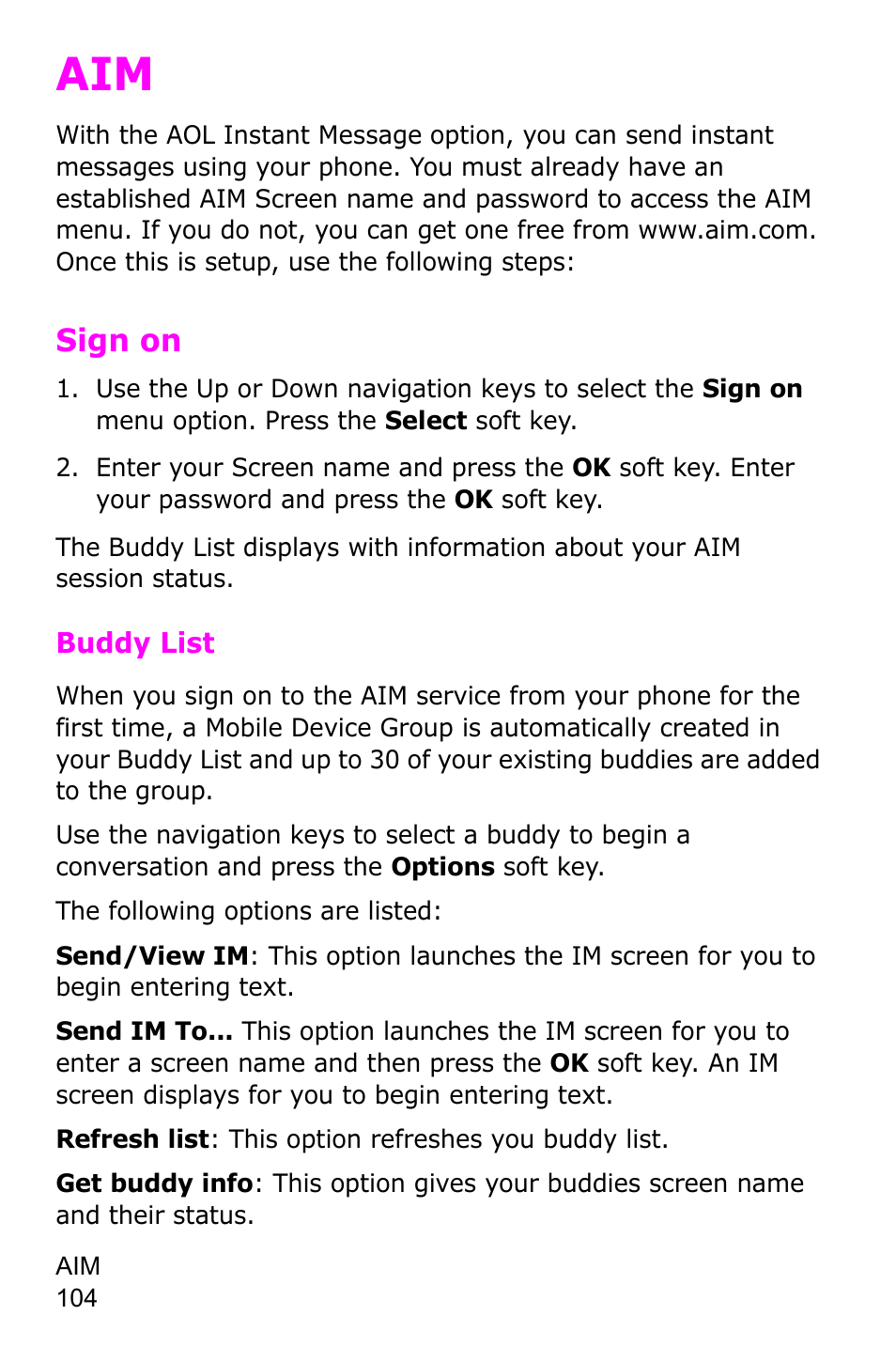 Sign on | Samsung SGH-C225NBATMB User Manual | Page 104 / 162