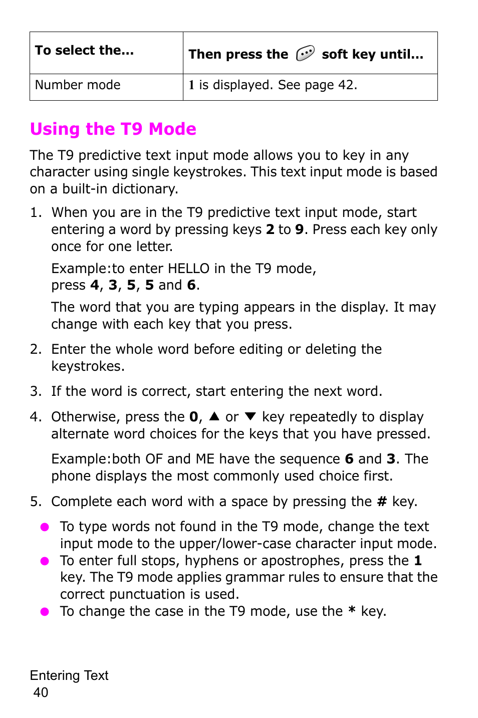 Using the t9 mode | Samsung SGH-C225NBATMB User Manual | Page 40 / 162