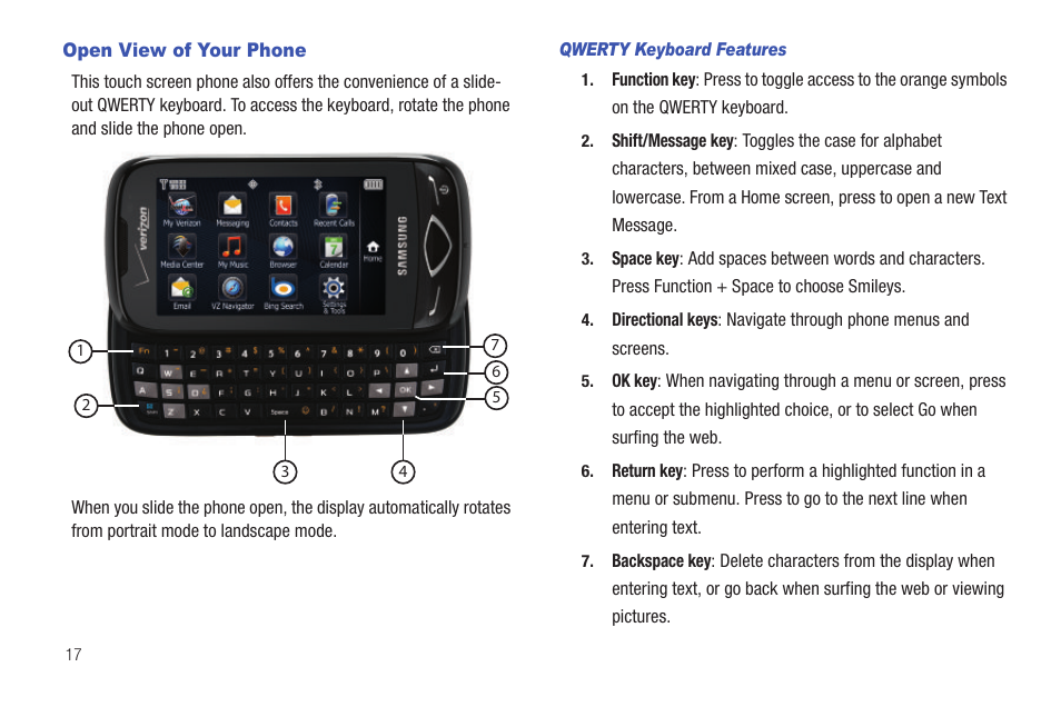 Open view of your phone | Samsung SCH-U370XKOVZW User Manual | Page 21 / 160