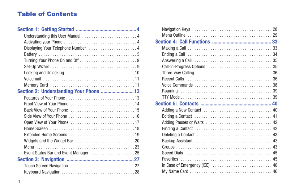 Samsung SCH-U370XKOVZW User Manual | Page 5 / 160