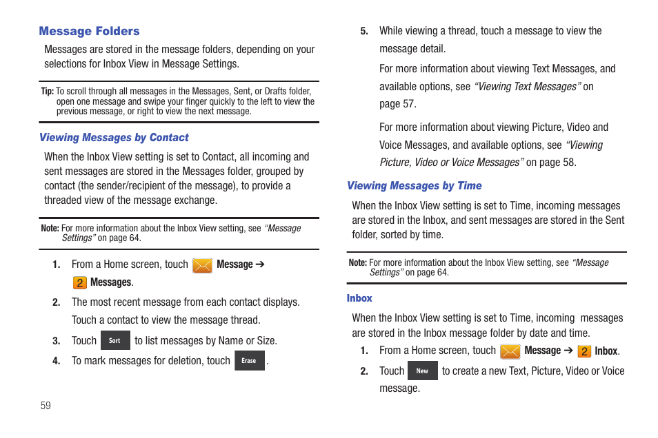 Message folders | Samsung SCH-U370XKOVZW User Manual | Page 63 / 160