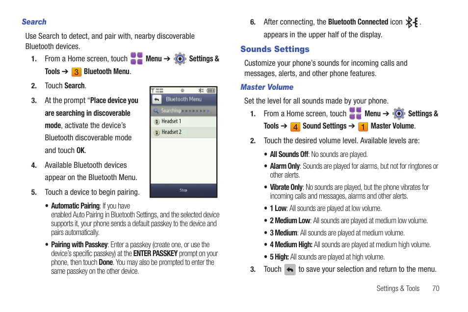 Sounds settings | Samsung SCH-U370XKOVZW User Manual | Page 74 / 160