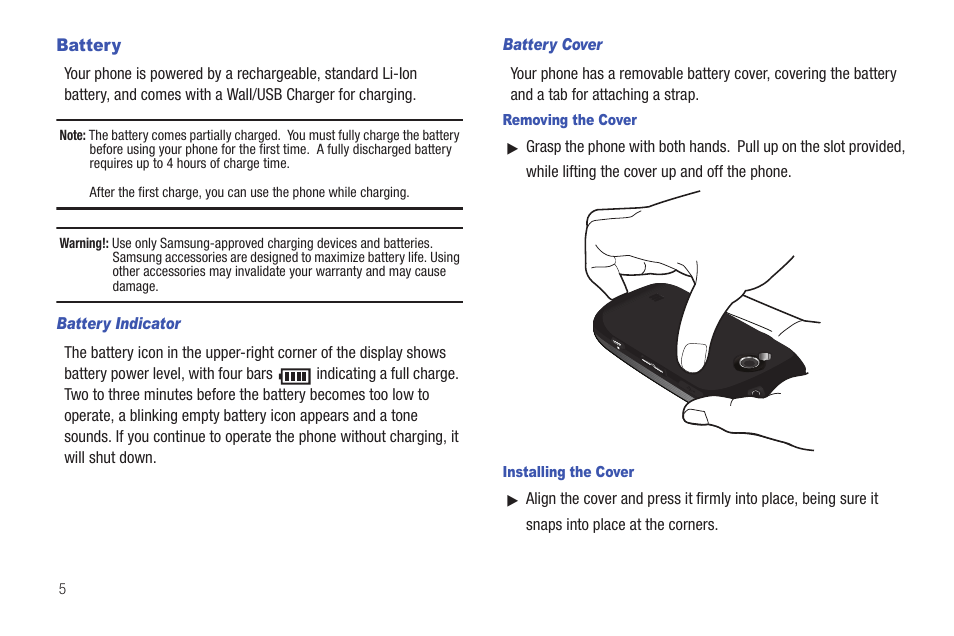 Battery | Samsung SCH-U370XKOVZW User Manual | Page 9 / 160