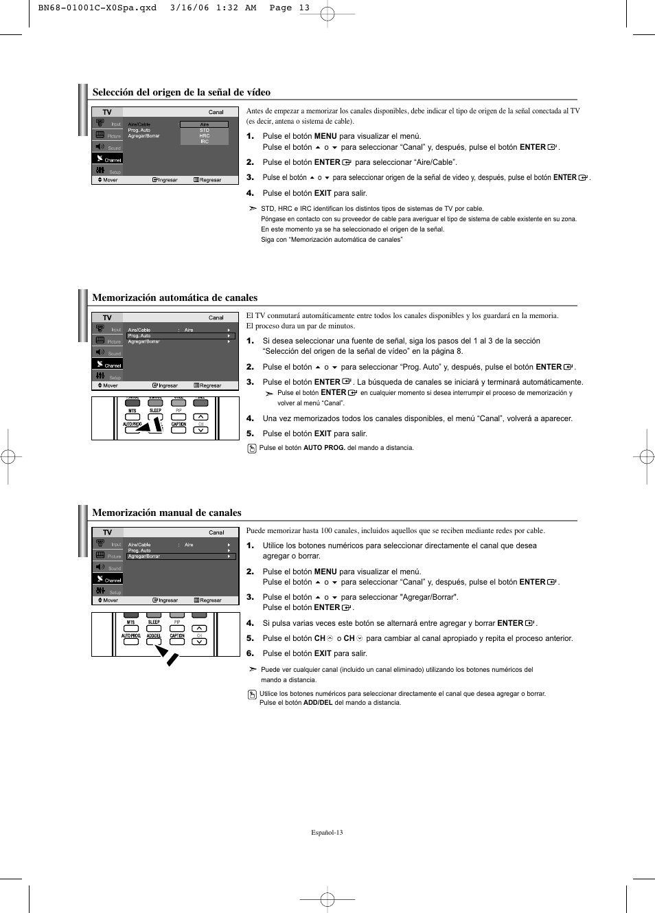 Selección del origen de la señal de vídeo | Samsung LNS2341WX-XAA User Manual | Page 67 / 80