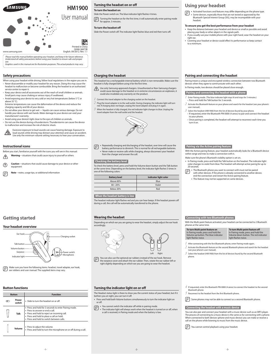 Samsung BHM1900NPACSTA User Manual | 4 pages