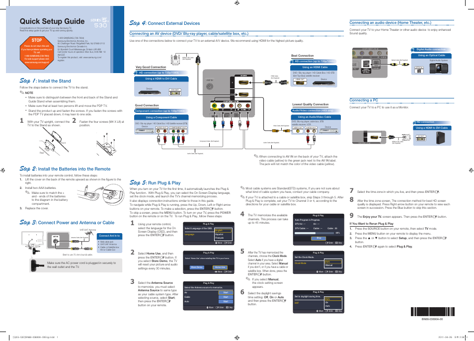 Samsung PN51D530A3FXZA User Manual | 2 pages