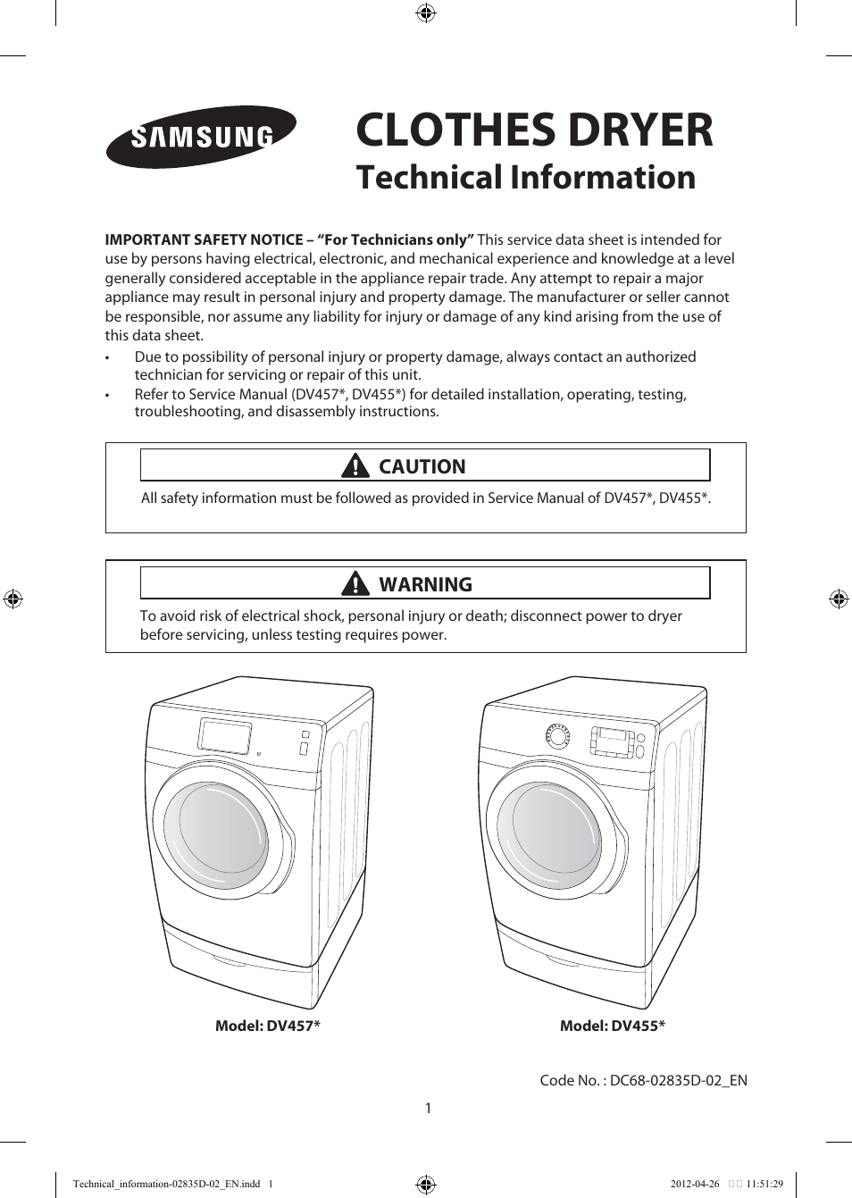 Samsung DV457EVGSWR-AA User Manual | 48 pages
