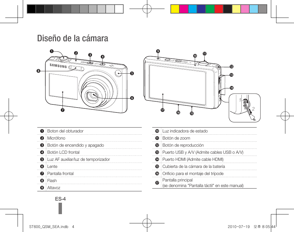 Diseño de la cámara | Samsung EC-ST600ZBPLUS User Manual | Page 14 / 24