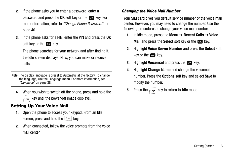 Setting up your voice mail | Samsung SGH-A137IBAATT User Manual | Page 9 / 83