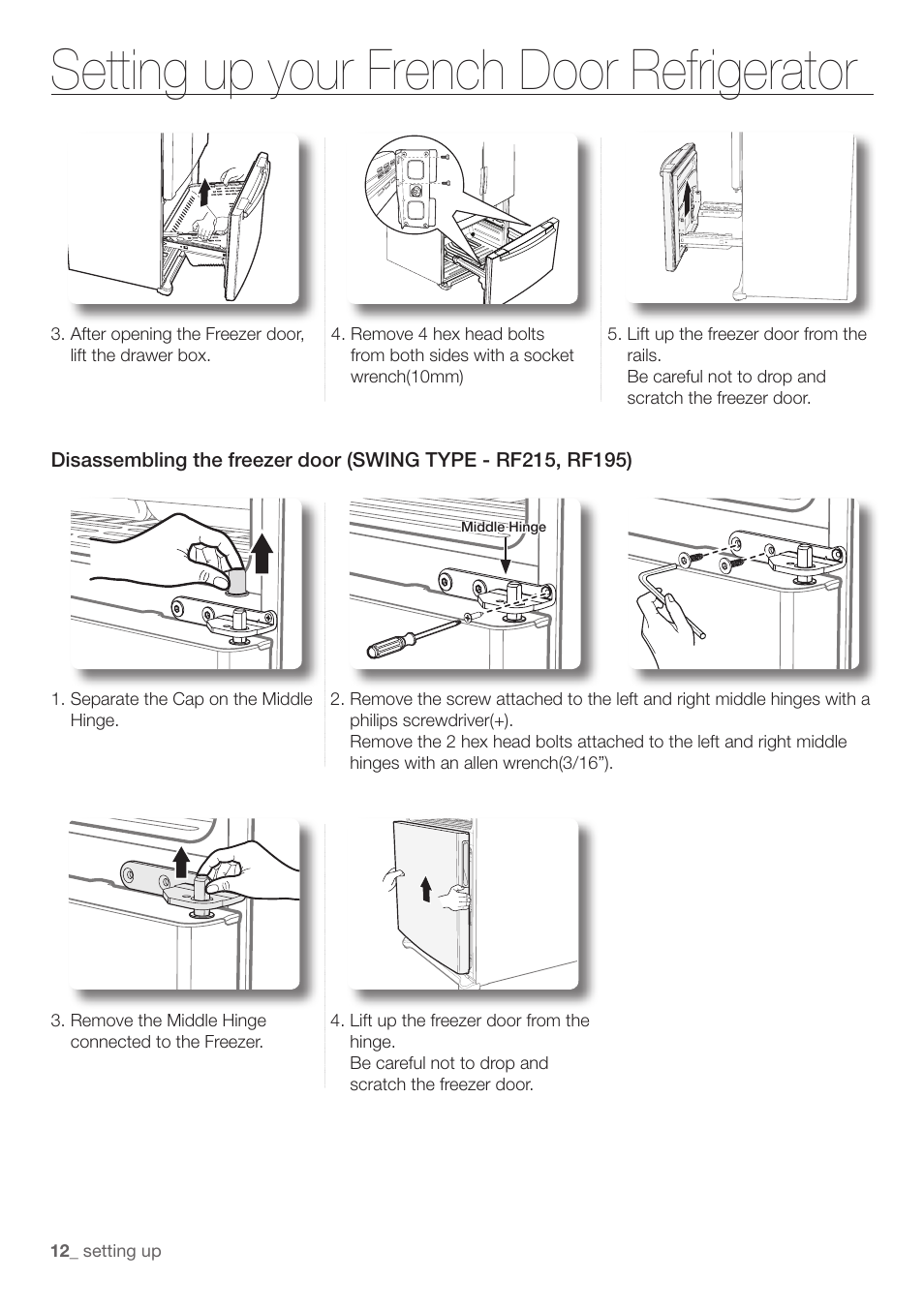 Setting up your french door refrigerator | Samsung RF197ABRS-XAA User Manual | Page 12 / 34