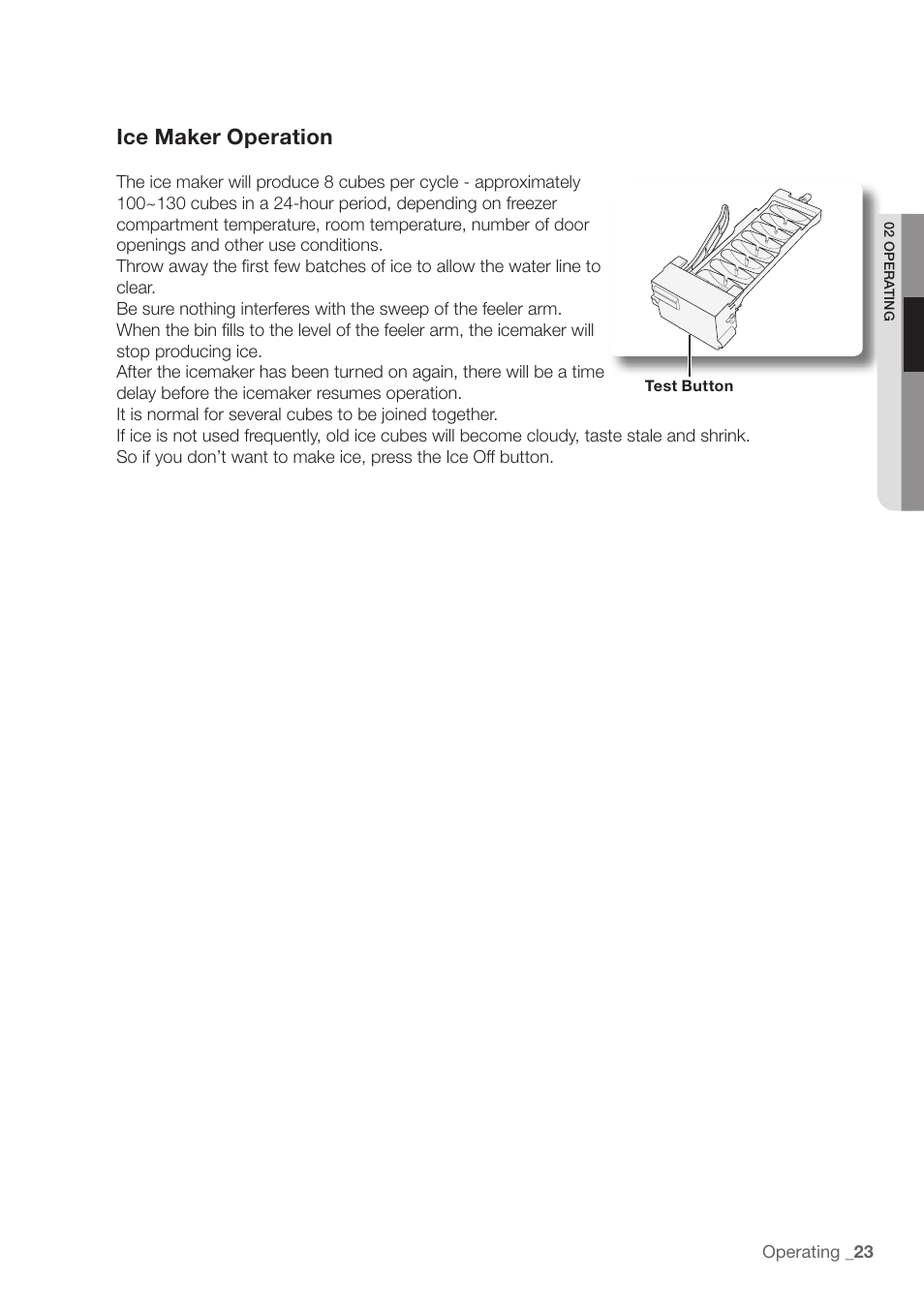 Ice maker operation | Samsung RF197ABRS-XAA User Manual | Page 23 / 34