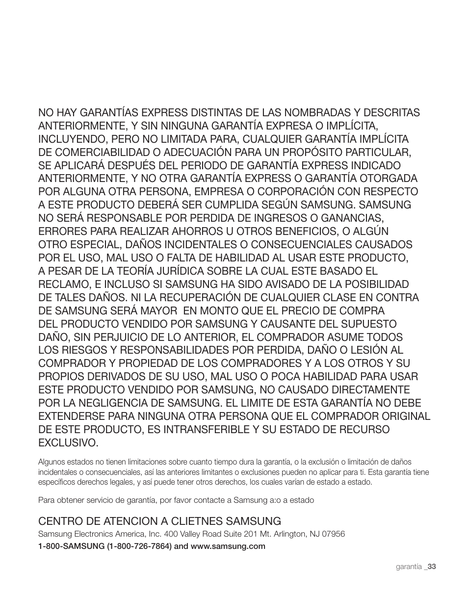 Centro de atencion a clietnes samsung | Samsung RS263TDPN-XAA User Manual | Page 67 / 68