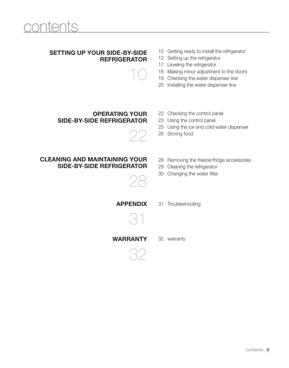 Samsung RS263TDPN-XAA User Manual | Page 9 / 68