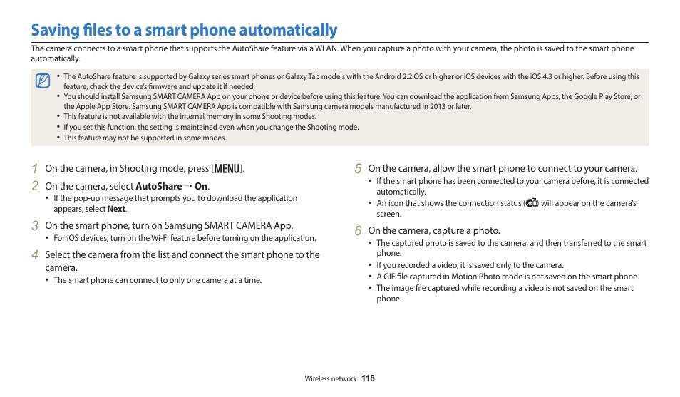 Saving files to a smart phone automatically | Samsung EC-WB700ZBPBCA User Manual | Page 119 / 168