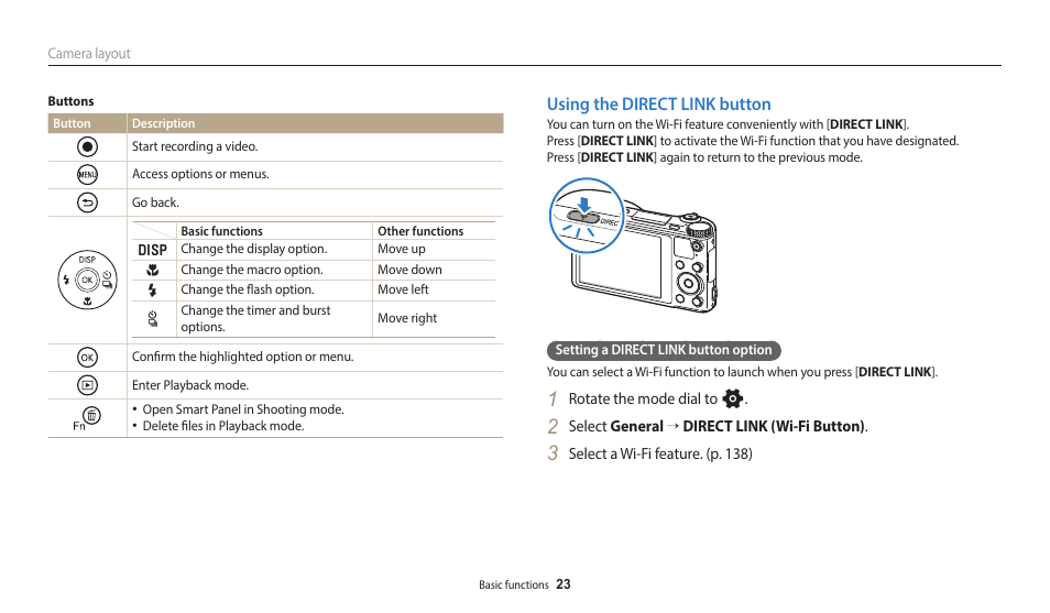 Using the direct link button | Samsung EC-WB700ZBPBCA User Manual | Page 24 / 168
