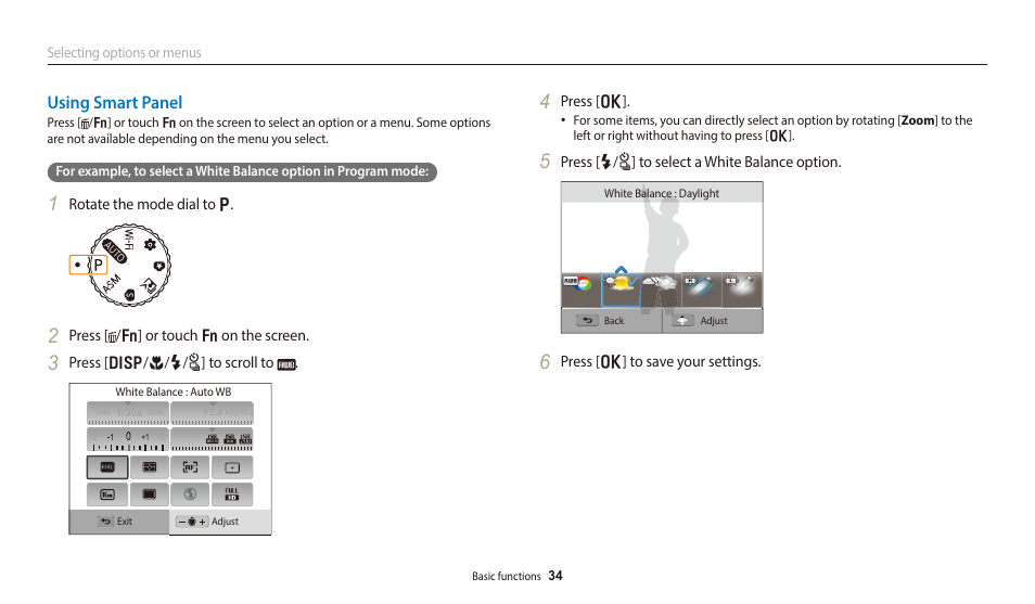 Using smart panel | Samsung EC-WB700ZBPBCA User Manual | Page 35 / 168