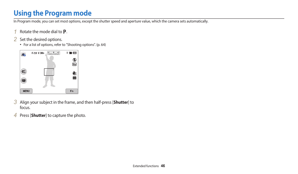 Using the program mode | Samsung EC-WB700ZBPBCA User Manual | Page 47 / 168