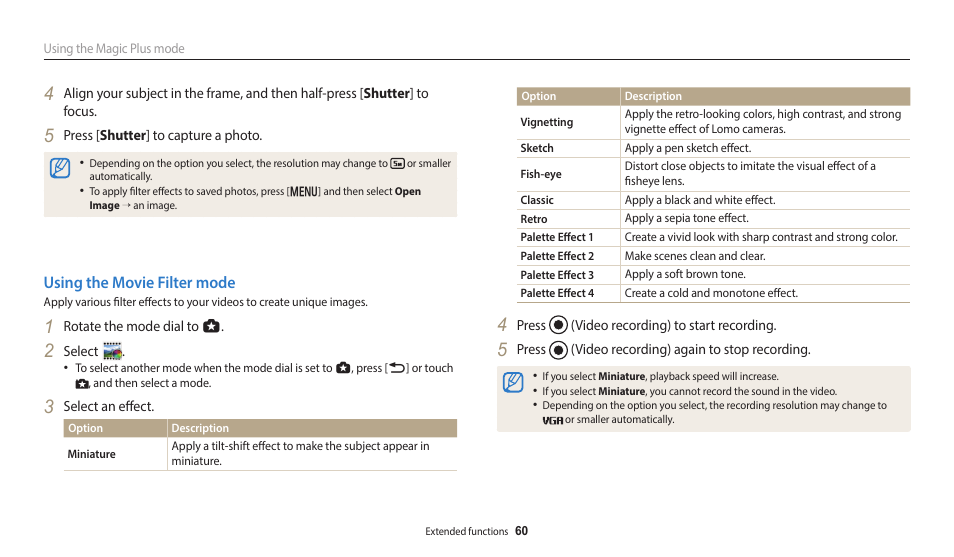 Using the movie filter mode | Samsung EC-WB700ZBPBCA User Manual | Page 61 / 168