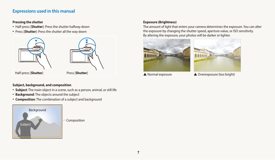 Expressions used in this manual | Samsung EC-WB700ZBPBCA User Manual | Page 8 / 168