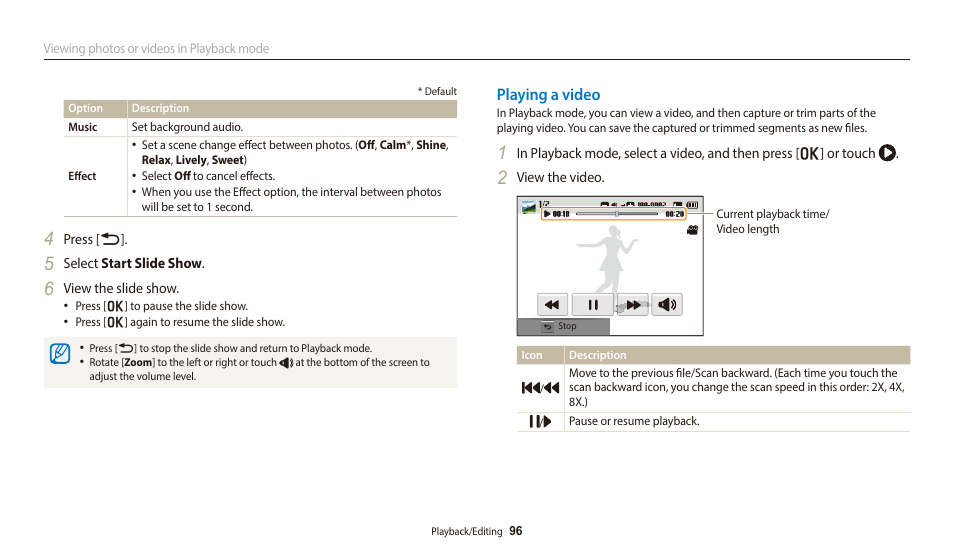 Playing a video | Samsung EC-WB700ZBPBCA User Manual | Page 97 / 168