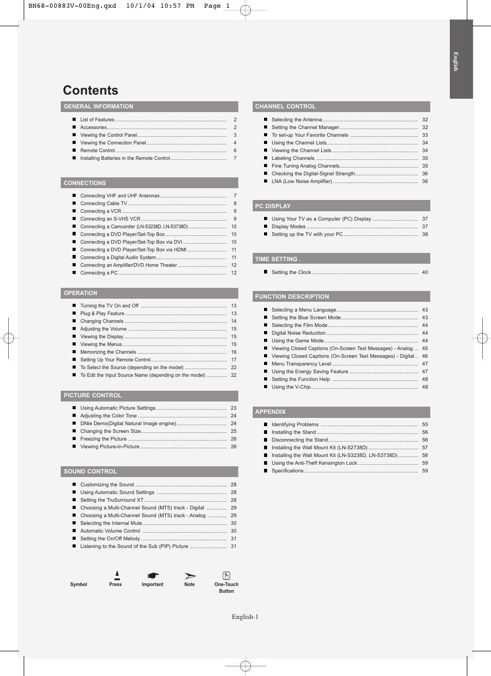 Samsung LNS3238DX-XAA User Manual | Page 3 / 182