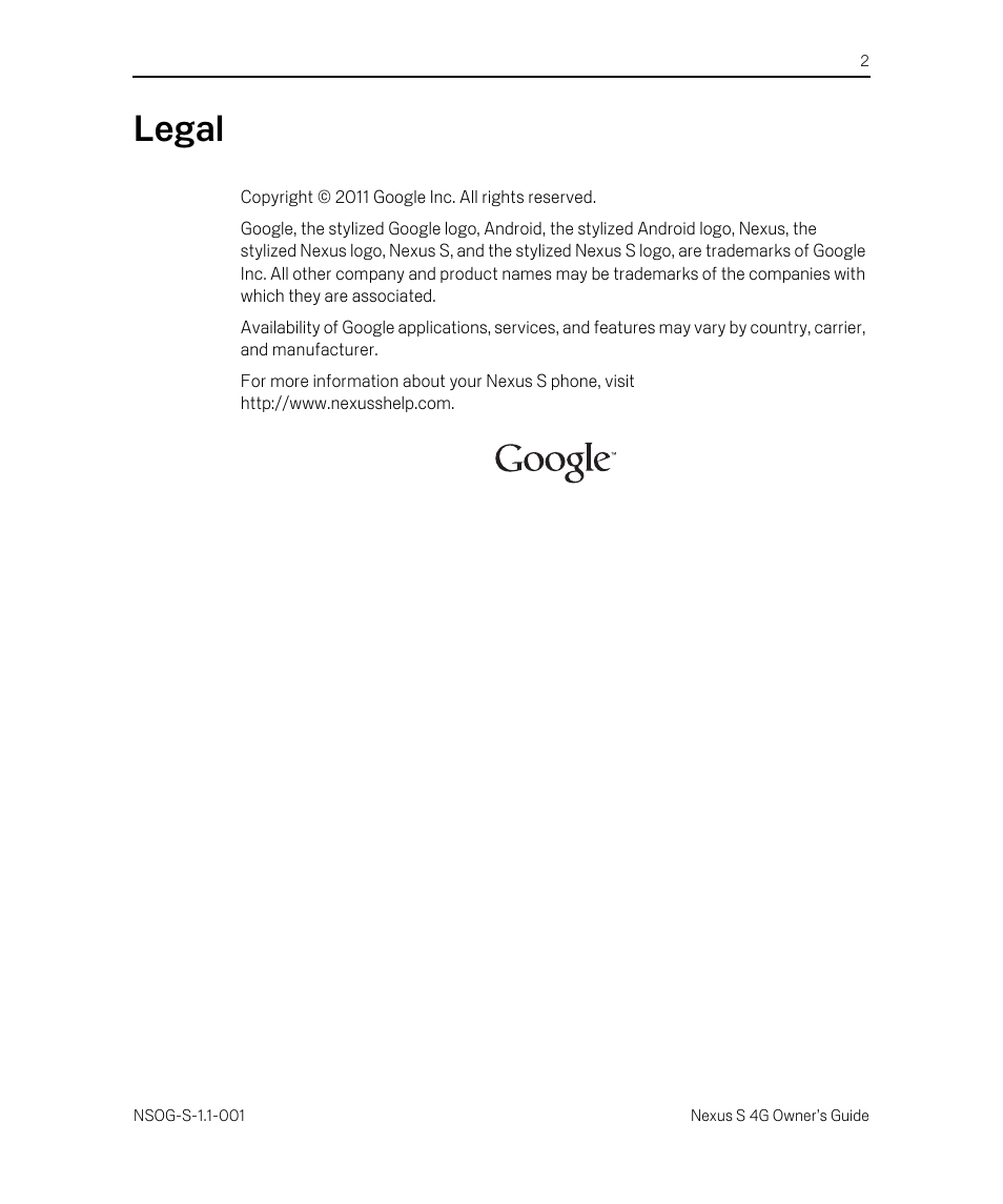 Legal | Samsung SPH-D720ZKASPR User Manual | Page 2 / 14