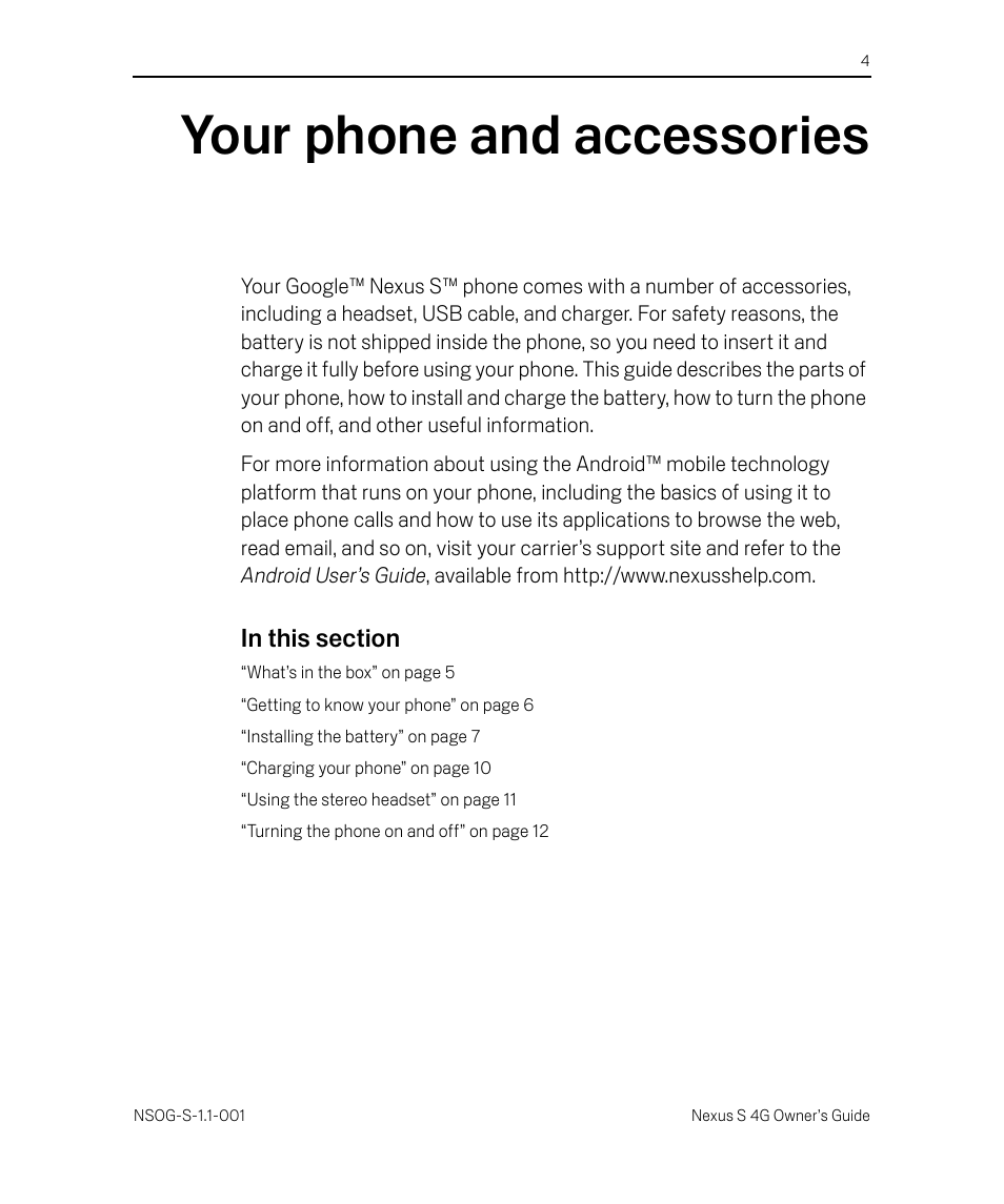 Your phone and accessories, In this section, Your phone and accessories 4 | Samsung SPH-D720ZKASPR User Manual | Page 4 / 14