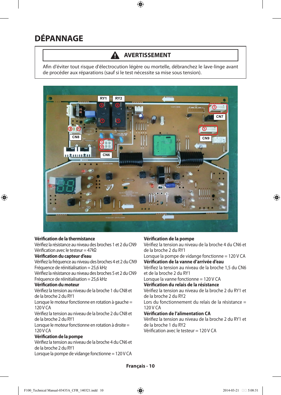 Dépannage, Avertissement | Samsung WB09H7300GP-A1 User Manual | Page 22 / 36