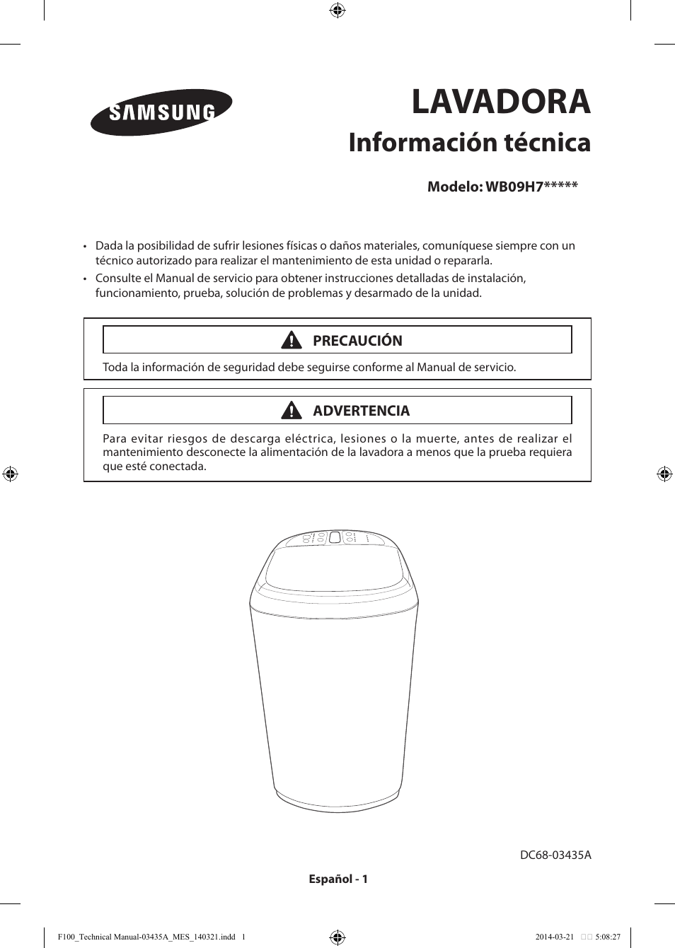 Lavadora, Información técnica | Samsung WB09H7300GP-A1 User Manual | Page 25 / 36