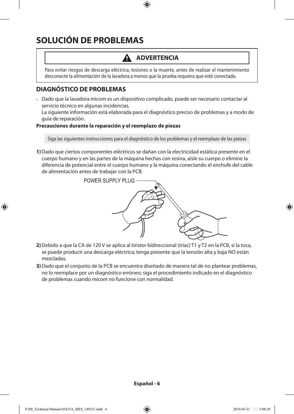 Solución de problemas, Diagnóstico de problemas, Advertencia | Samsung WB09H7300GP-A1 User Manual | Page 30 / 36
