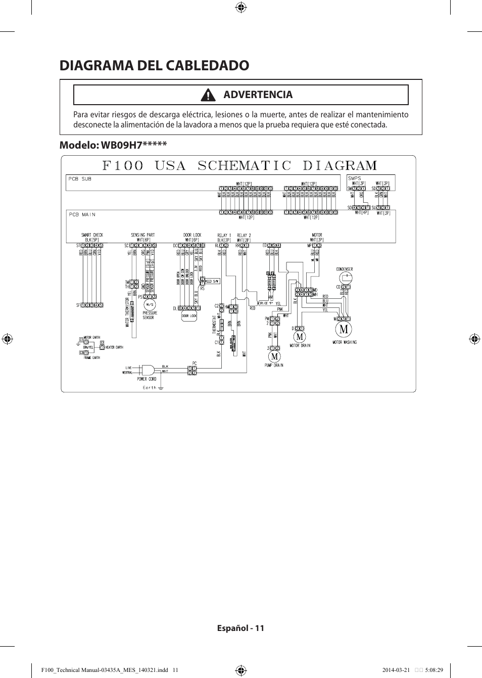 Diagrama del cabledado | Samsung WB09H7300GP-A1 User Manual | Page 35 / 36