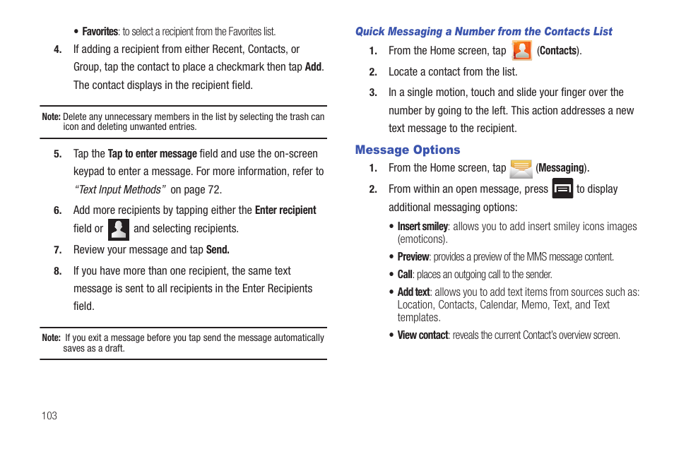 Message options | Samsung SGH-T989AABTMB User Manual | Page 108 / 278