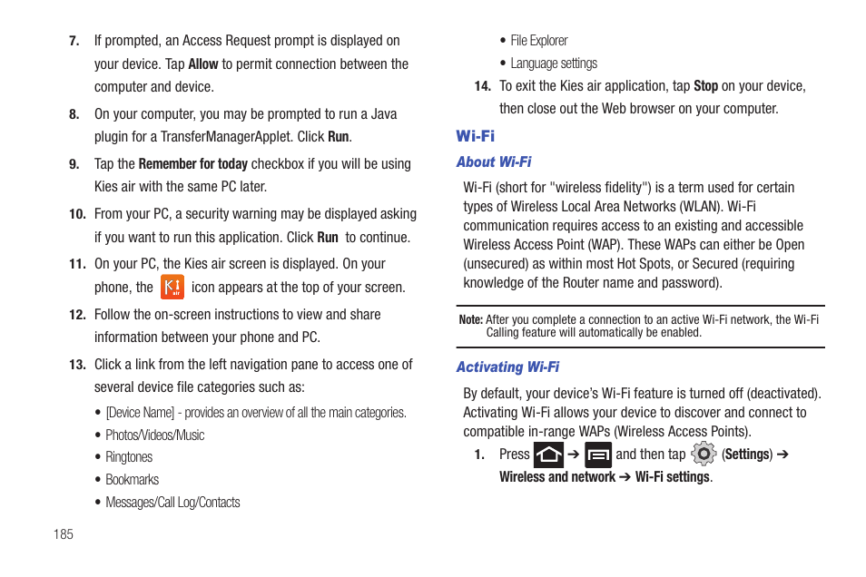 Wi-fi | Samsung SGH-T989AABTMB User Manual | Page 190 / 278