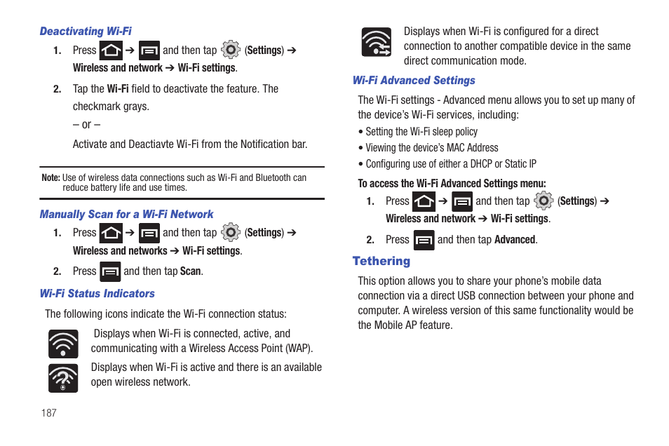 Tethering | Samsung SGH-T989AABTMB User Manual | Page 192 / 278