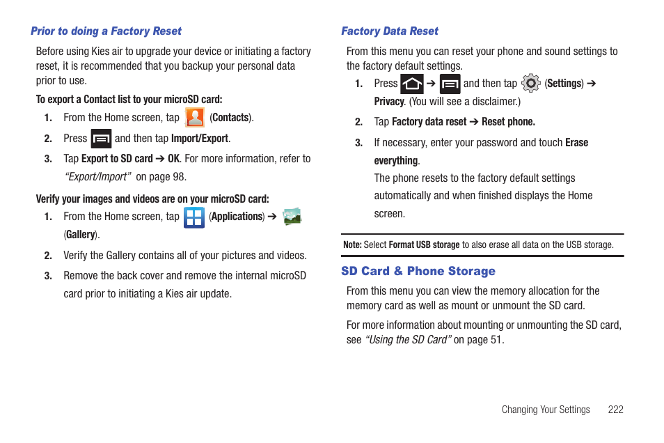 Sd card & phone storage | Samsung SGH-T989AABTMB User Manual | Page 227 / 278