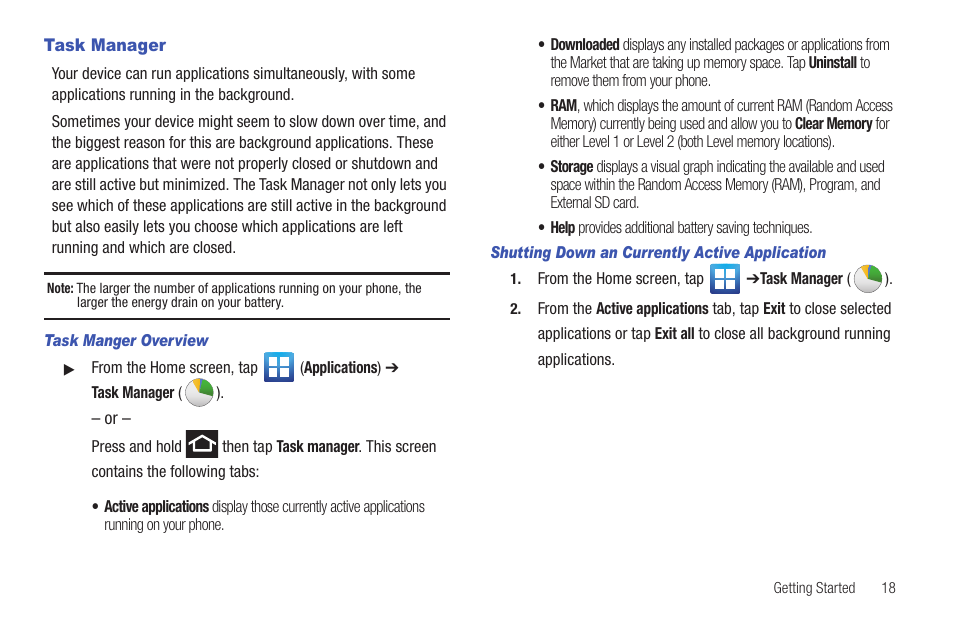 Task manager | Samsung SGH-T989AABTMB User Manual | Page 23 / 278