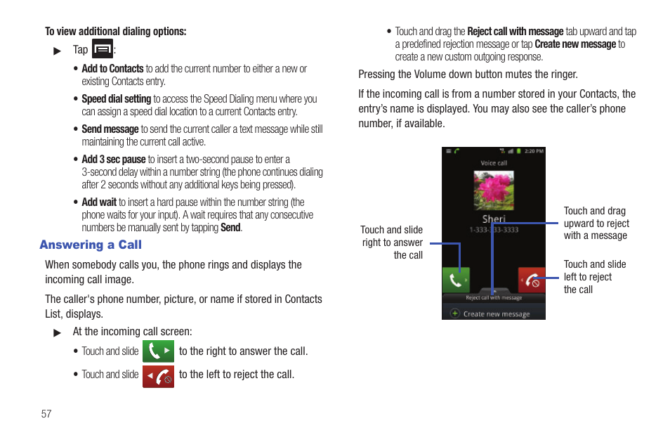 Answering a call | Samsung SGH-T989AABTMB User Manual | Page 62 / 278